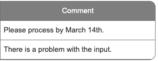 Comment section above the process button-EN