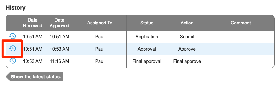 Check the task history Approval-EN