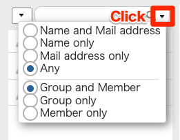 Click the downward triangle to select search criteria-EN