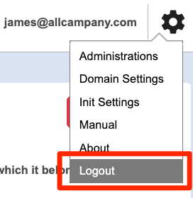 Click the gear icon then click Logout-EN