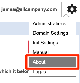 Click the gear icon then click About-EN