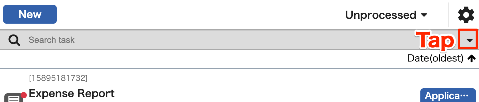 Search for task data by options tap downward-EN