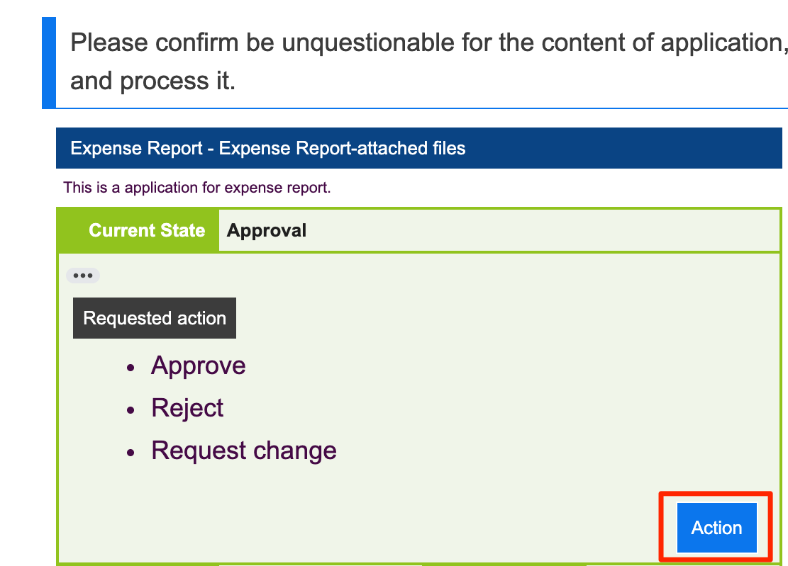 Process the task as the assignee Tap Action in request email-EN