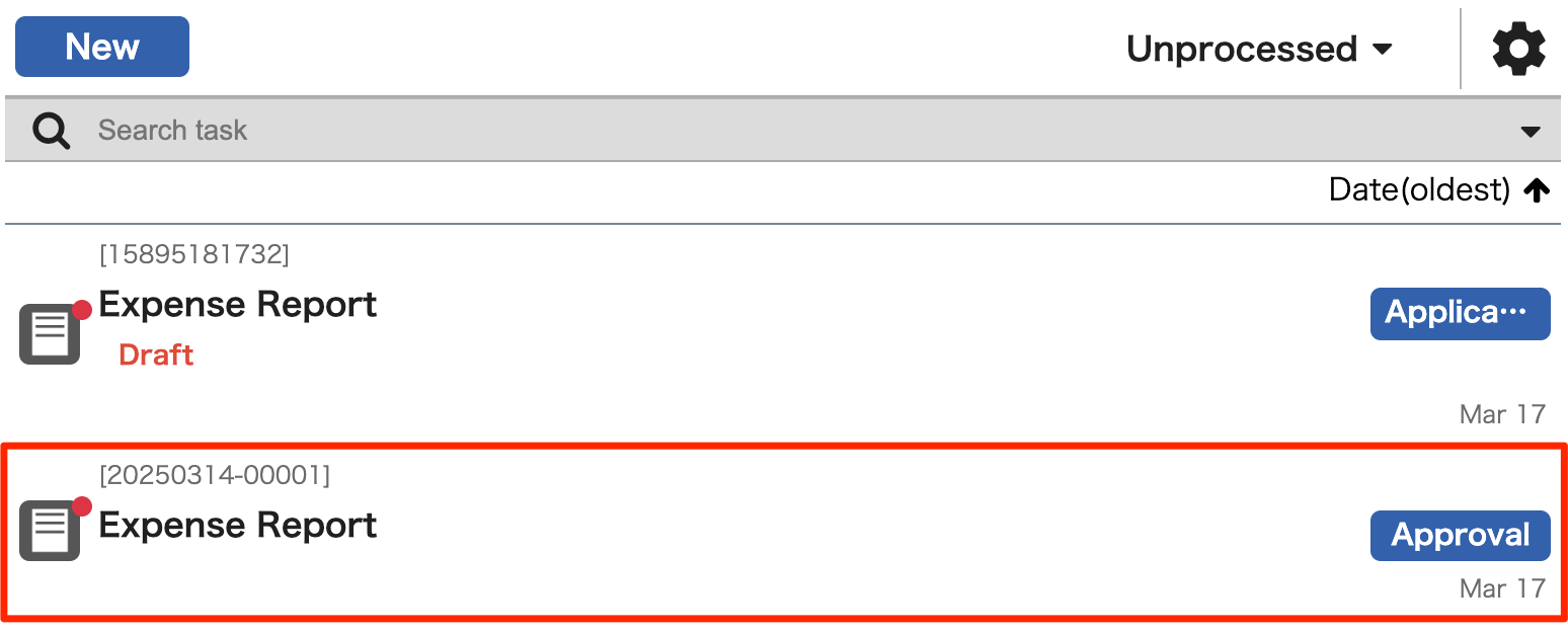 Process the task in the Task List Tap task-EN
